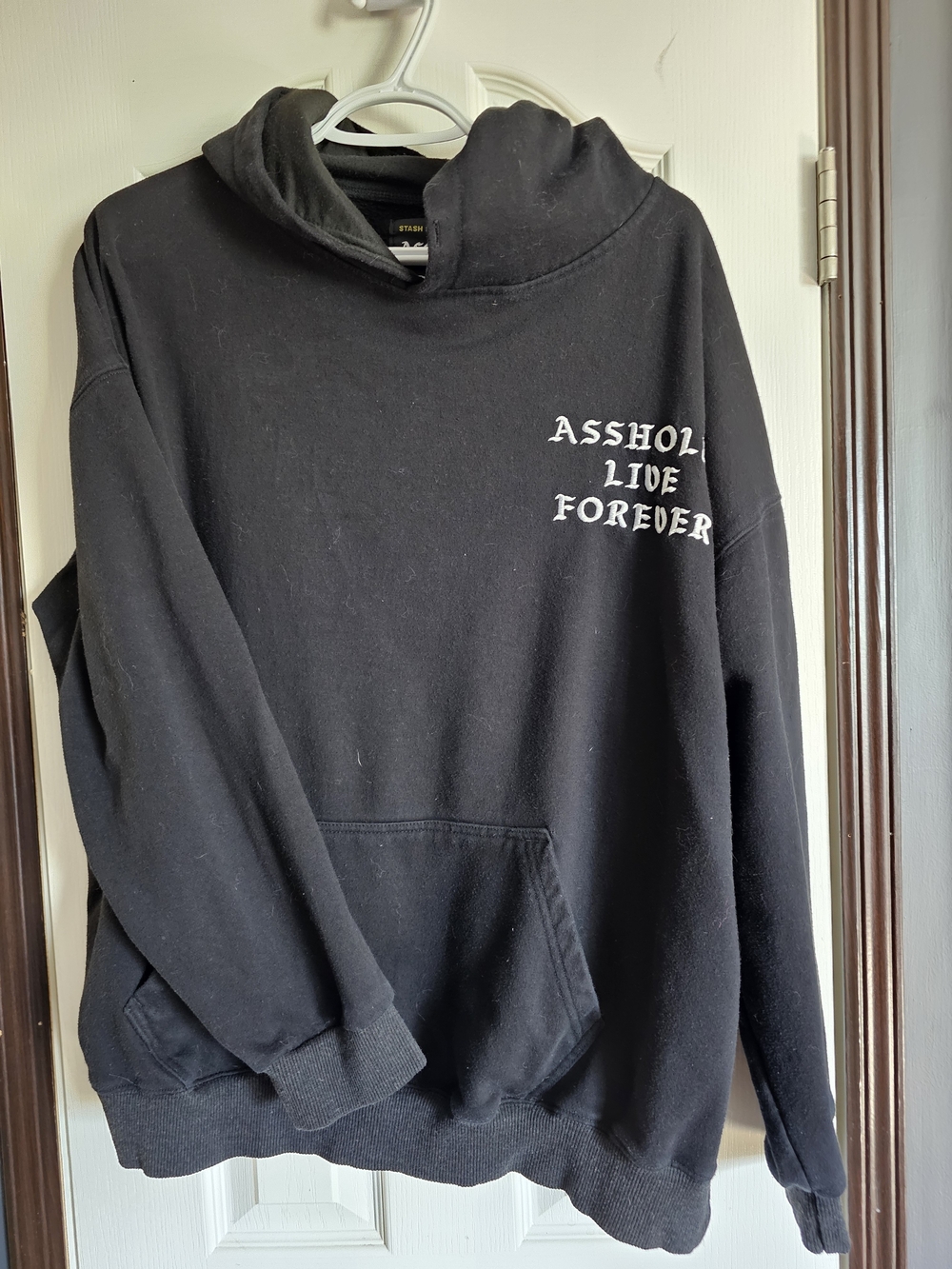 Black Crewneck Sweater with White Chest Graphic